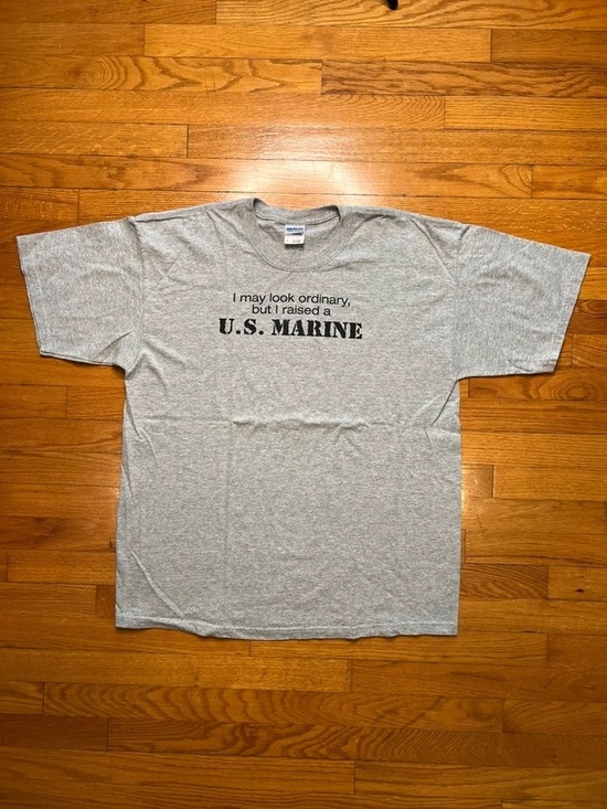 Gildan Tops - Gildan Gray 'I Raised a U.S. Marine' Graphic Tee